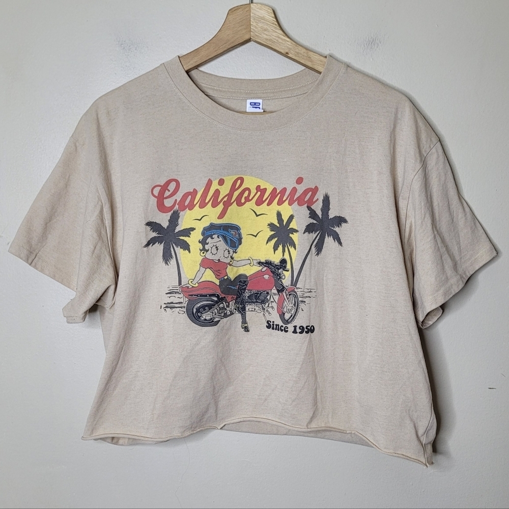 Betty Boop California Girl Cropped T-Shirt Size L - Picture 2 of 6